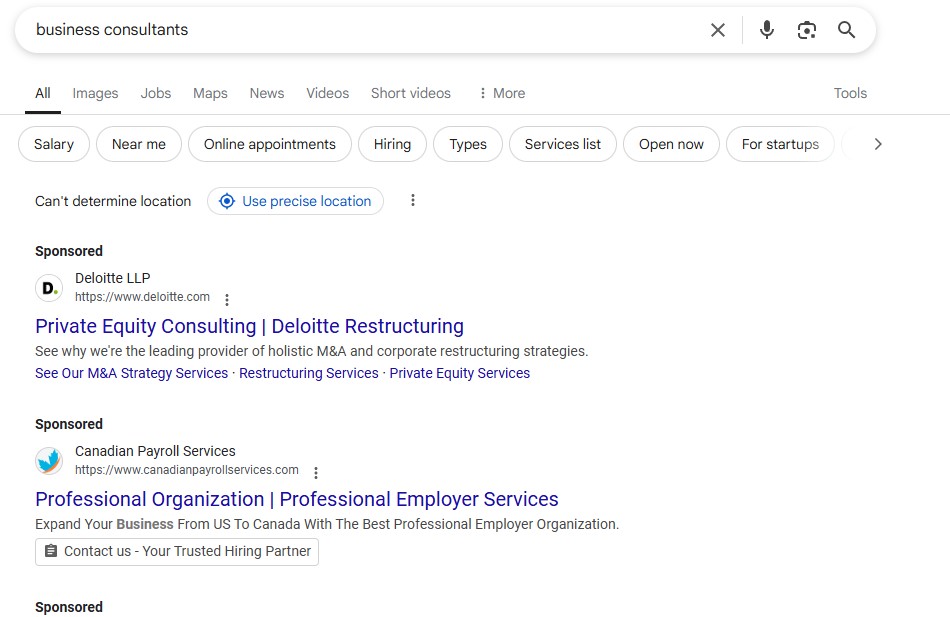 ppc example for consulting firms